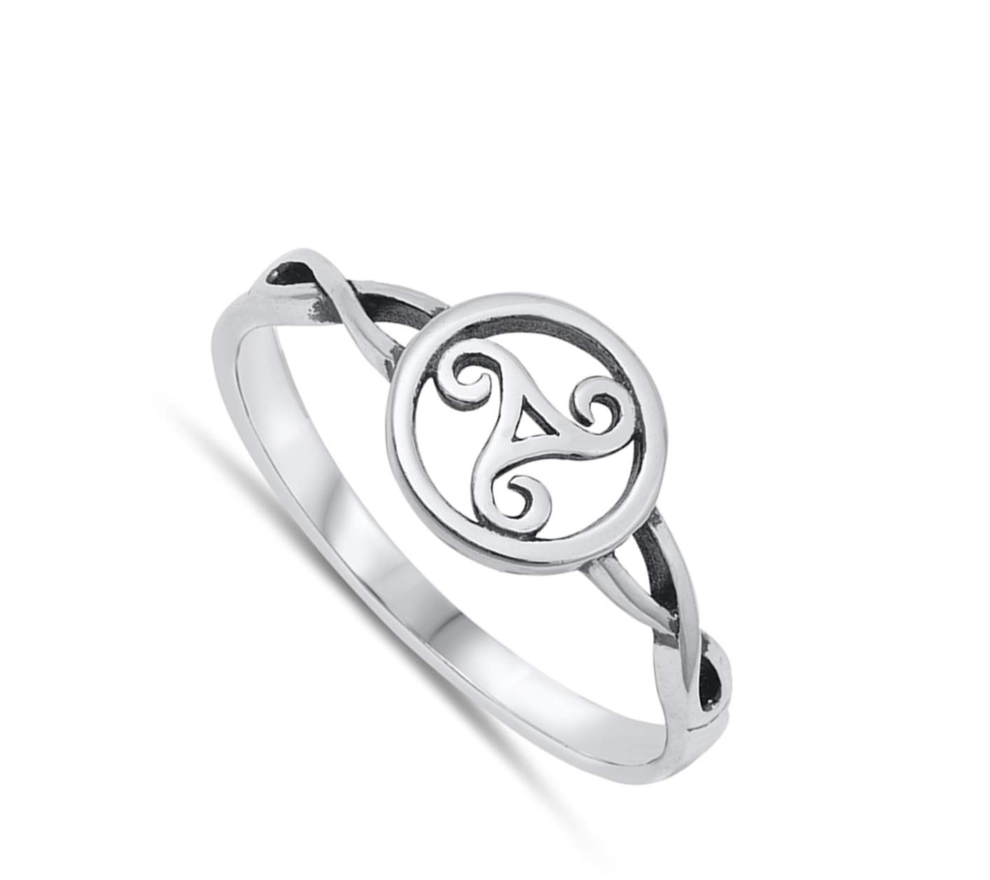 Celtic Triskele Trinity Ring New .925 Sterling Silver Band Size 4