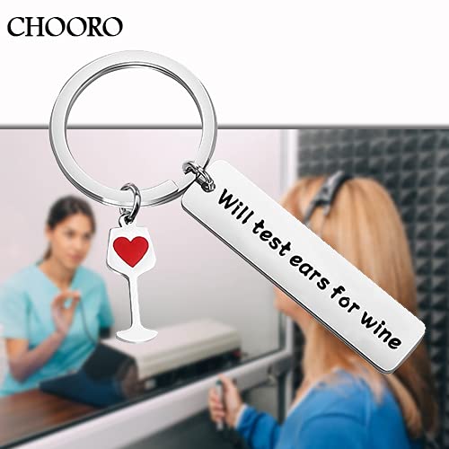 CHOORO Funny Audiology Audiologist Gift Will Test Ears For Wine Keychain Sound Wave Art Audiology Gift (Will Test Ears K)