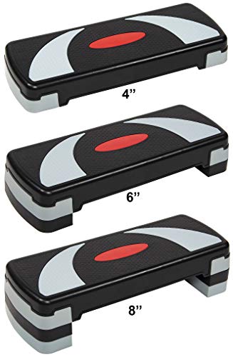 Signature Fitness Adjustable Workout Aerobic Stepper Step Platform Trainer, 31-Inch, Black/Gray