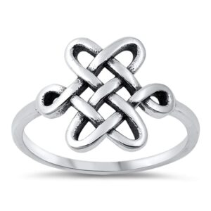 Unique Interlocking Celtic Cross Ring New .925 Sterling Silver Band Size 6