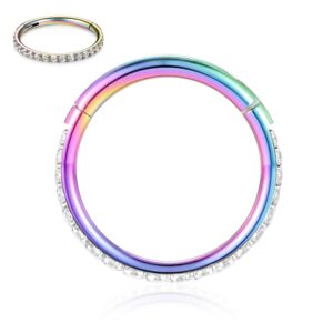 funlmo septum jewelry nose rings hoop cartilage earring hoop daith helix rook earrings septum helix tragus daith piercing jewelry septum nose rings cz 316l surgical steel 16g 8mm rainbow