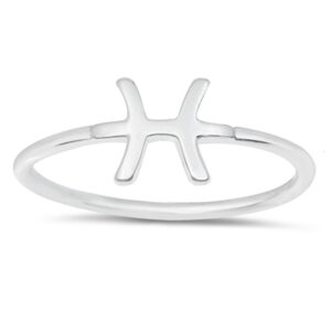 high polish pisces zodiac ring new .925 sterling silver band size 7