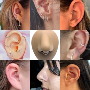 FUNLMO 16G Nose Rings Nose Hoop Cartilage Earring Hoop Nose Ring Hoop Helix Tragus Rook Daith Forward Helix Earring Lip Rings Snug Nose Ear Lip Piercing Jewelry Septum Ring 6mm Gold