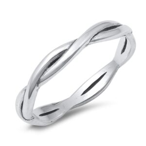 Simple Twist Ring New .925 Sterling Silver Band Size 10