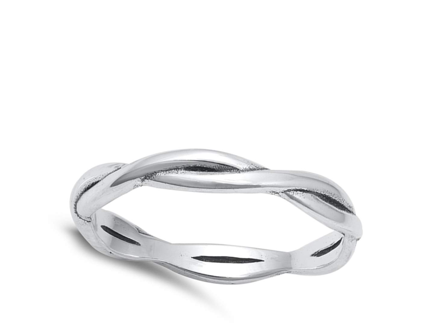 Simple Twist Ring New .925 Sterling Silver Band Size 10