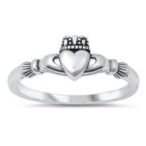 wholesale claddagh heart ring new .925 sterling silver band size 7