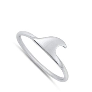 High Polish Wave Ocean Shark Ring New .925 Sterling Silver Band Size 6