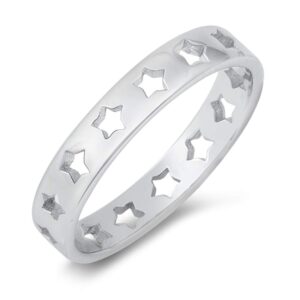 simple cutout star ring new .925 sterling silver band size 9