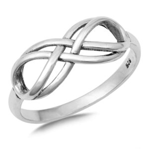 Double Infinity Knot Promise Ring New .925 Sterling Silver Band Size 9