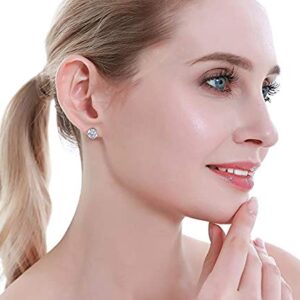 Surgical Steel Earrings Sterling Silver Earrings Stainless Studs for Most Ears 6 Pairs Round Clear Cubic Zirconia Earrings Multi Piercing Ears CZ Simulated Diamond Stud Earring Women Men Boys Girls…