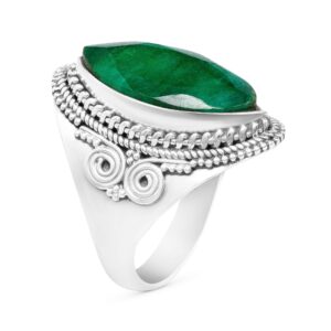 koral jewelry marquise created emerald vintage gipsy ring 925 sterling silver spiral side tribal boho chic (9)