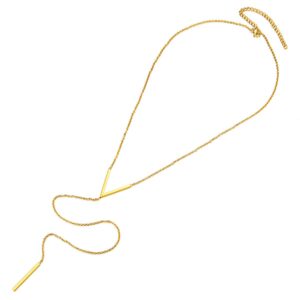 focalook bar pendant y gold necklace hypoallergenic stainless steel 14k gold plated minimalist dangle extra long pendant lariat necklaces for women