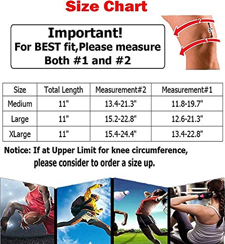 FOKULUNDA Knee Support Belt Sleeves Brace Sports Fitness Knee Pads with Side Stabilizers for Women Men Workout Running Joint Pain Relief Injury Recovery (Black, Medium)