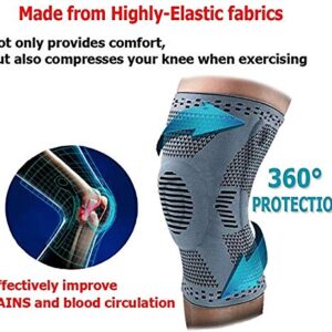 FOKULUNDA Knee Support Belt Sleeves Brace Sports Fitness Knee Pads with Side Stabilizers for Women Men Workout Running Joint Pain Relief Injury Recovery (Black, Medium)