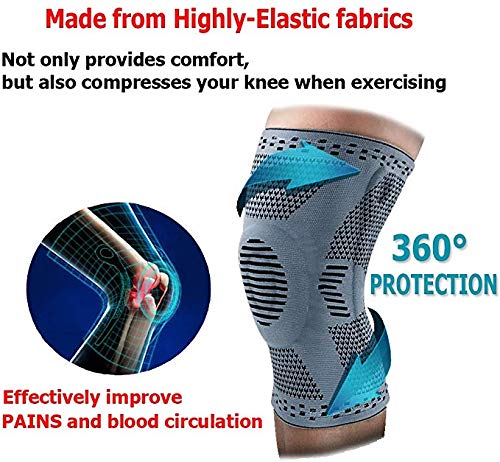 FOKULUNDA Knee Support Belt Sleeves Brace Sports Fitness Knee Pads with Side Stabilizers for Women Men Workout Running Joint Pain Relief Injury Recovery (Black, Medium)