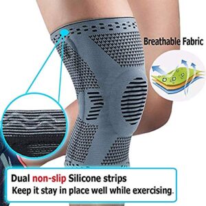 FOKULUNDA Knee Support Belt Sleeves Brace Sports Fitness Knee Pads with Side Stabilizers for Women Men Workout Running Joint Pain Relief Injury Recovery (Black, Medium)