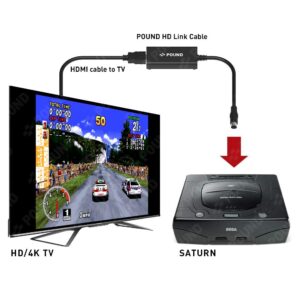 POUND HDMI HD Link Cable for Sega Saturn - HDMI Cable with Native RGB Picture Quality, 720p Resolution, Plus Micro USB Cable for Boosted Power