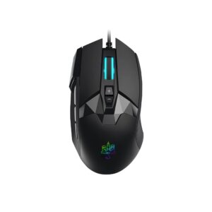 mojo pro performance silent gaming mouse - wired gaming mouse w/ 9 programmable buttons including sniper (rapid fire) key, 12000 dpi, 1000 hz, force adjustable buttons, custom gamer profiles, and more