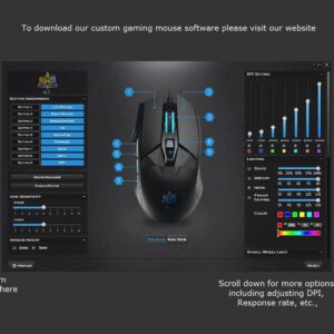 MOJO Pro Performance Silent Gaming Mouse - Wired Gaming Mouse w/ 9 Programmable Buttons including Sniper (rapid fire) key, 12000 DPI, 1000 Hz, Force Adjustable Buttons, Custom Gamer Profiles, and more