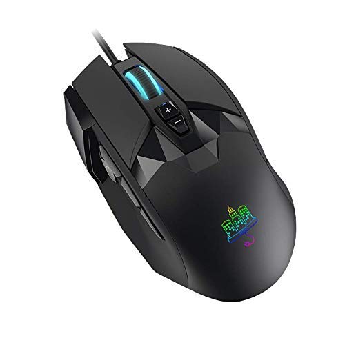 MOJO Pro Performance Silent Gaming Mouse - Wired Gaming Mouse w/ 9 Programmable Buttons including Sniper (rapid fire) key, 12000 DPI, 1000 Hz, Force Adjustable Buttons, Custom Gamer Profiles, and more