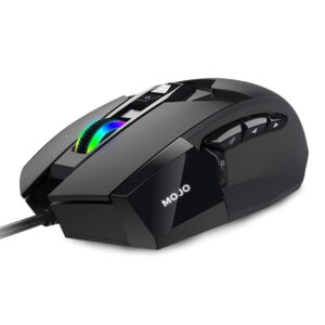 MOJO Pro Performance Silent Gaming Mouse - Wired Gaming Mouse w/ 9 Programmable Buttons including Sniper (rapid fire) key, 12000 DPI, 1000 Hz, Force Adjustable Buttons, Custom Gamer Profiles, and more