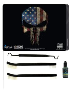 the reaper angel of death 5 pc edog cerus gear heavy duty pistol cleaning 12x17 padded gun-work surface protector mat solvent & oil resistant & 3 pc cleaning essentials & clenzoil, made in the usa