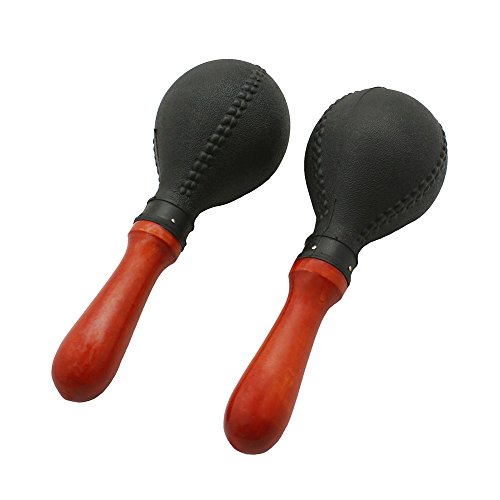 Ubblove Maracas Shakers Rattles Sand Hammer Hand Percussion Musical Instruments with ABS Plastic Shell Wooden Handles for Adults Kids Live Performance, Party, KTV, Concert, Bands (Black)