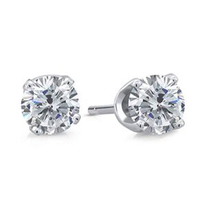 gem stone king 14k white gold lab grown diamond stud earrings for women (0.20 cttw, round g-h color, vs2-si1 clarity)