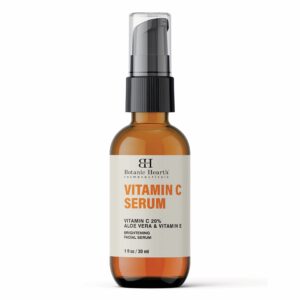 botanic hearth vitamin c serum for face - skin care formula with vitamin e - anti aging facial and neck serum, reduces appreance of wrinkes, acne, under eye dark circles & dark spot, 1 fl oz