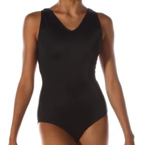 Alexandra Costumes V-Neck Mesh Keyhole Leotard for Women Black