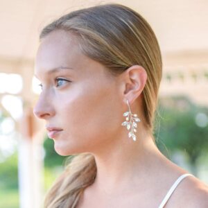 Mariell Bridal and Wedding Silver Handmade Dangle Earrings with Crystal Gems and Petite Freshwater Pearls