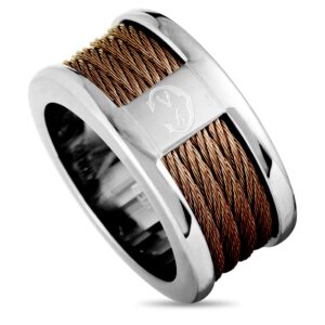 charriol forever stainless steel and bronze pvd cable band ring