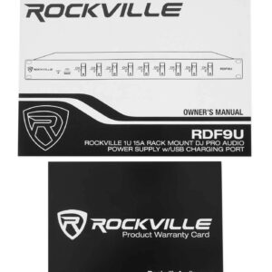 Rockville 1U 15A Rack Mount DJ Pro Audio Power Supply Strip w/USB Charging (RDF9U)