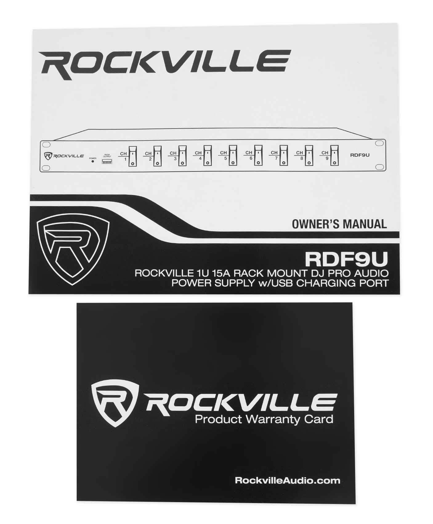 Rockville 1U 15A Rack Mount DJ Pro Audio Power Supply Strip w/USB Charging (RDF9U)