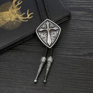 QQA Western Cowboy Bolo Tie for Men Vintage Eagle Shield Star Pattern Necklace Bolo Tie for Men Women