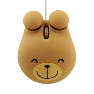 chuyi super cute bear shape wired mouse cartoon mini mouse novelty portable computer mouse unique small desktop mouse laptop pc mouse for kids (brown)