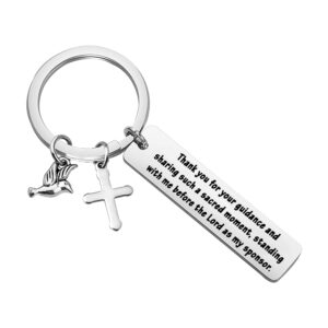 Gzrlyf Confirmation Sponsor Keychain Thank You Confirmation Gifts for Sponsors Godfather Godmother (Keychain)