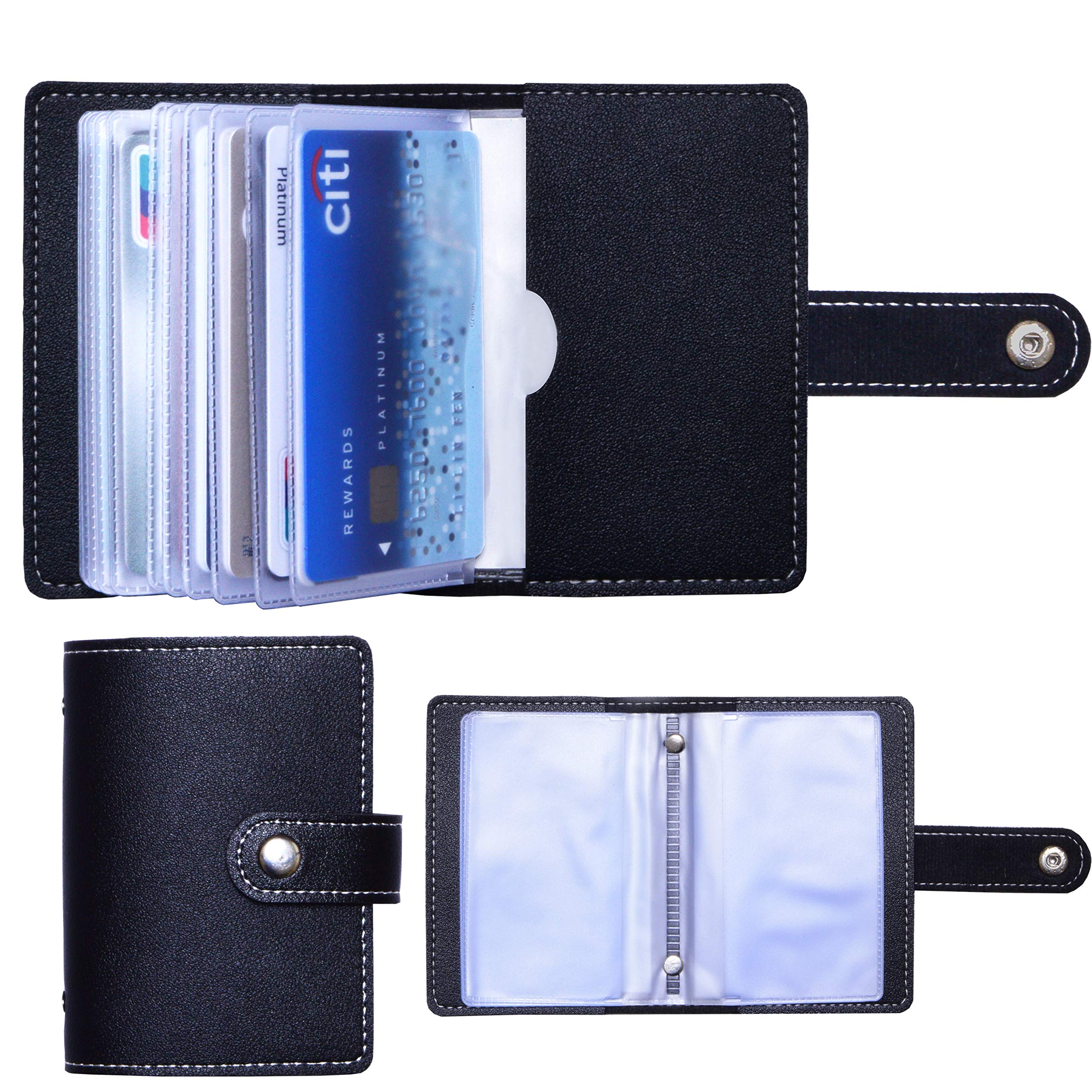 SuperJpsor Slim Minimalist Mini Case Holder Organizer Wallet, Soft PU Leather Credit Card Holder with 26 Card Slots, for Men and Women's (Black)