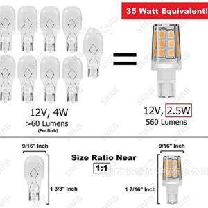 (8-Pack) 2.5W LED Replacement Landscape Pathway Light Bulb 12V AC/DC Wedge Base T5 T10 for Malibu Paradise Moonrays and More,Warm White 3000K,Whie 5000K (Warm White 3000K)