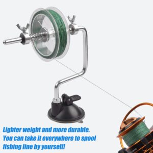 Fishing Line Spooler Fishing Line Winder Spool Tool Adjustable Fishing Reel Spooler with Suction Cup Portable Aluminum Reel Line Spooling Station Machine Winding Device