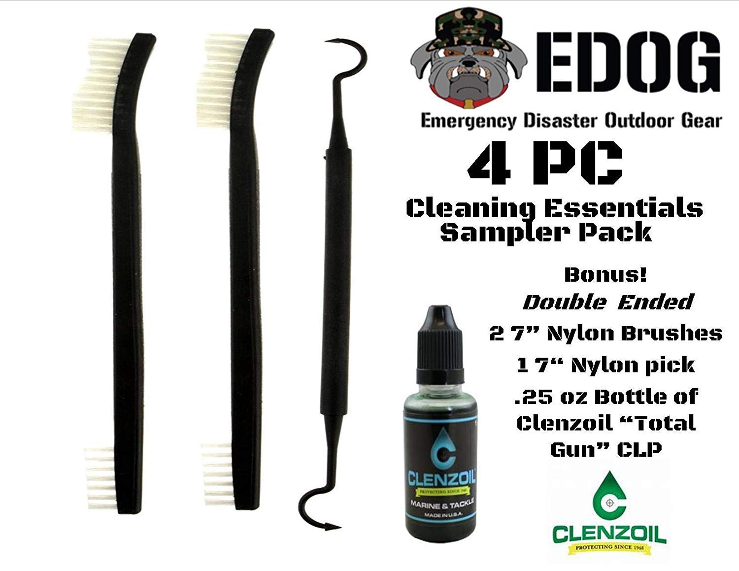 Texas State Flag 5 PC EDOG Cerus Gear Heavy Duty Pistol Cleaning 12x17 Padded Gun-Work Surface Protector Mat Solvent & Oil Resistant & 3 PC Cleaning Essentials & Clenzoil, Made in The USA