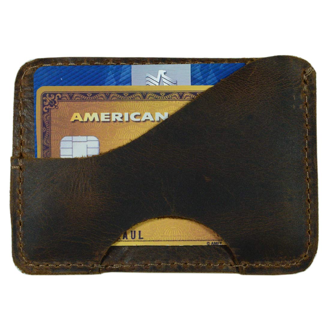 Hide & Drink, Leather Double Sided Card Holder, Holds up to 6 Cards, Slim Wallet, Front Pocket Accessories, Handmade Includes 101 Year Warranty :: Bourbon Brown