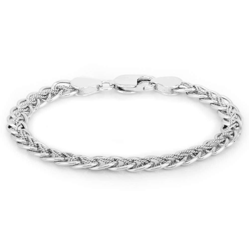 Vanbelle Sterling Silver Jewelry - Rhodium Plated with 925 Stamp - Interlink Chain Bracelet - Beautifully Handcrafted for Women - 7.5" Long