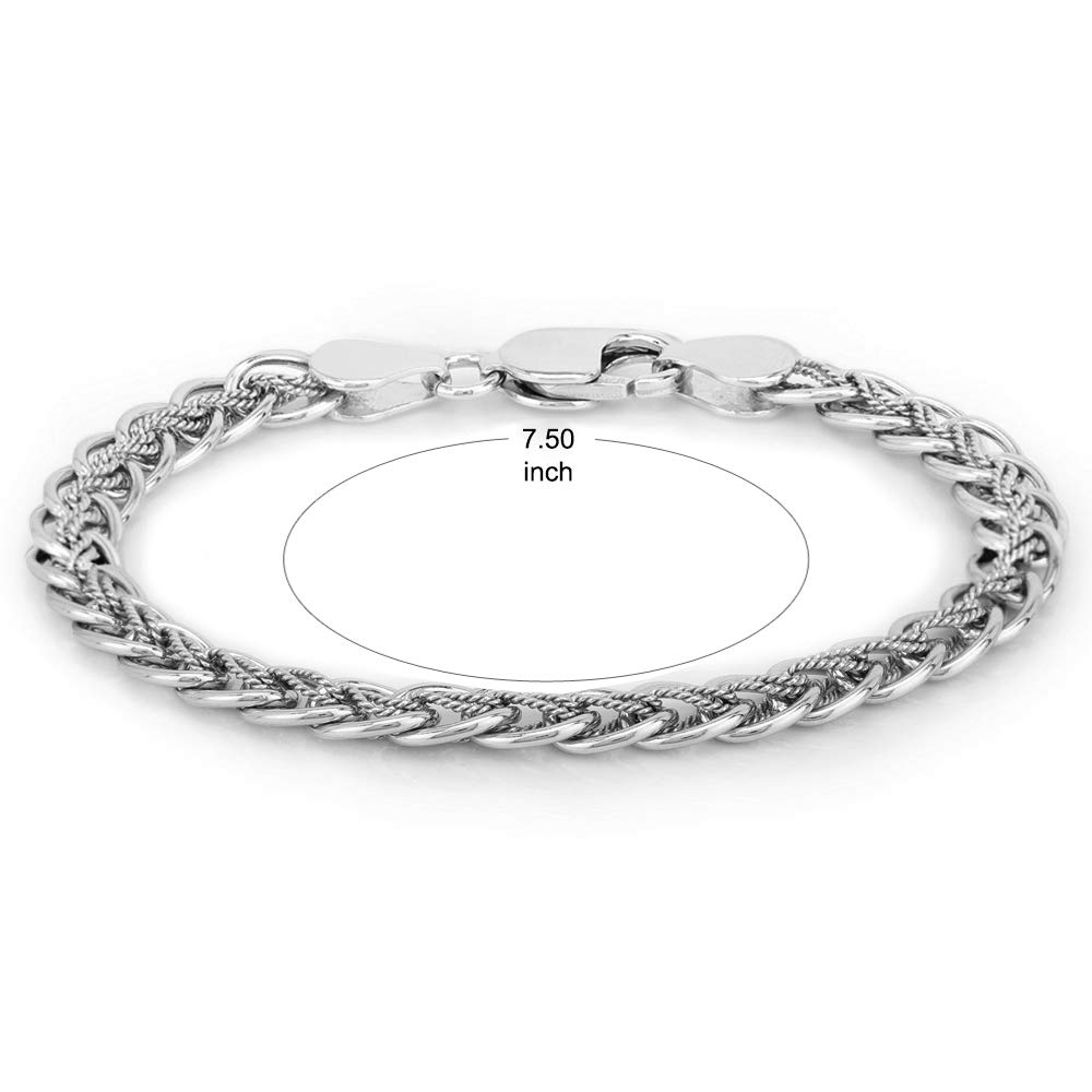 Vanbelle Sterling Silver Jewelry - Rhodium Plated with 925 Stamp - Interlink Chain Bracelet - Beautifully Handcrafted for Women - 7.5" Long