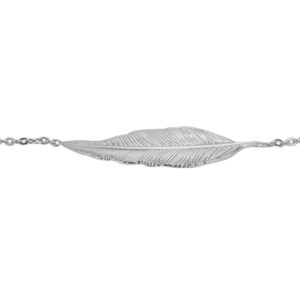 Vanbelle Sterling Silver Jewelry - Rhodium Plated with 925 Stamp - Feather Charm Anklet - Elegant handcrafted Chain Anklet for Women - 9" long + 1" extender