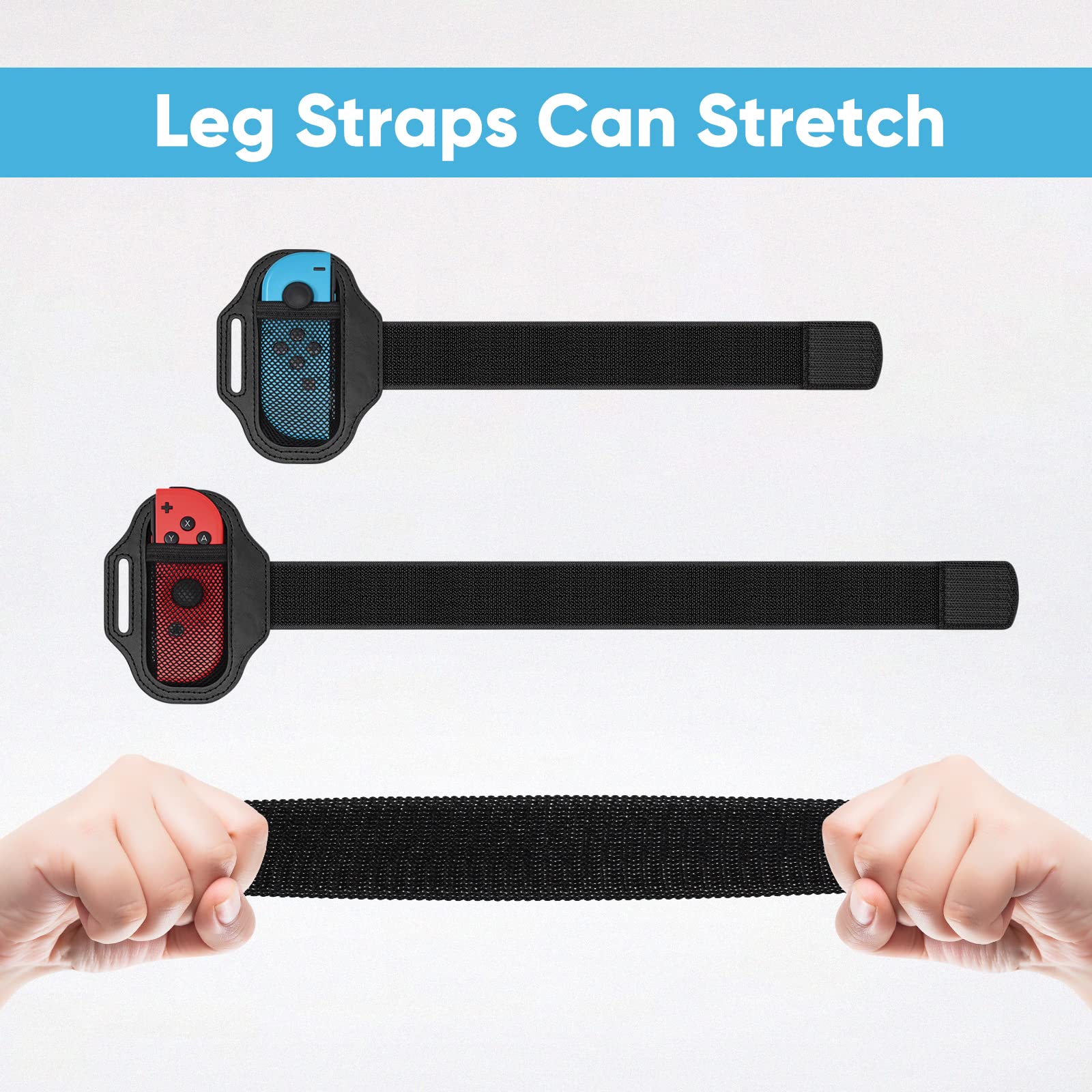 [2 Pack] Leg Strap for Nintendo Switch Sports Play Soccer/Switch Ring Fit Adventure, for Joy Cons Switch OLED Model Controller Game Accessories,Adjustable Elastic Strap,Two Size for Adults & Children