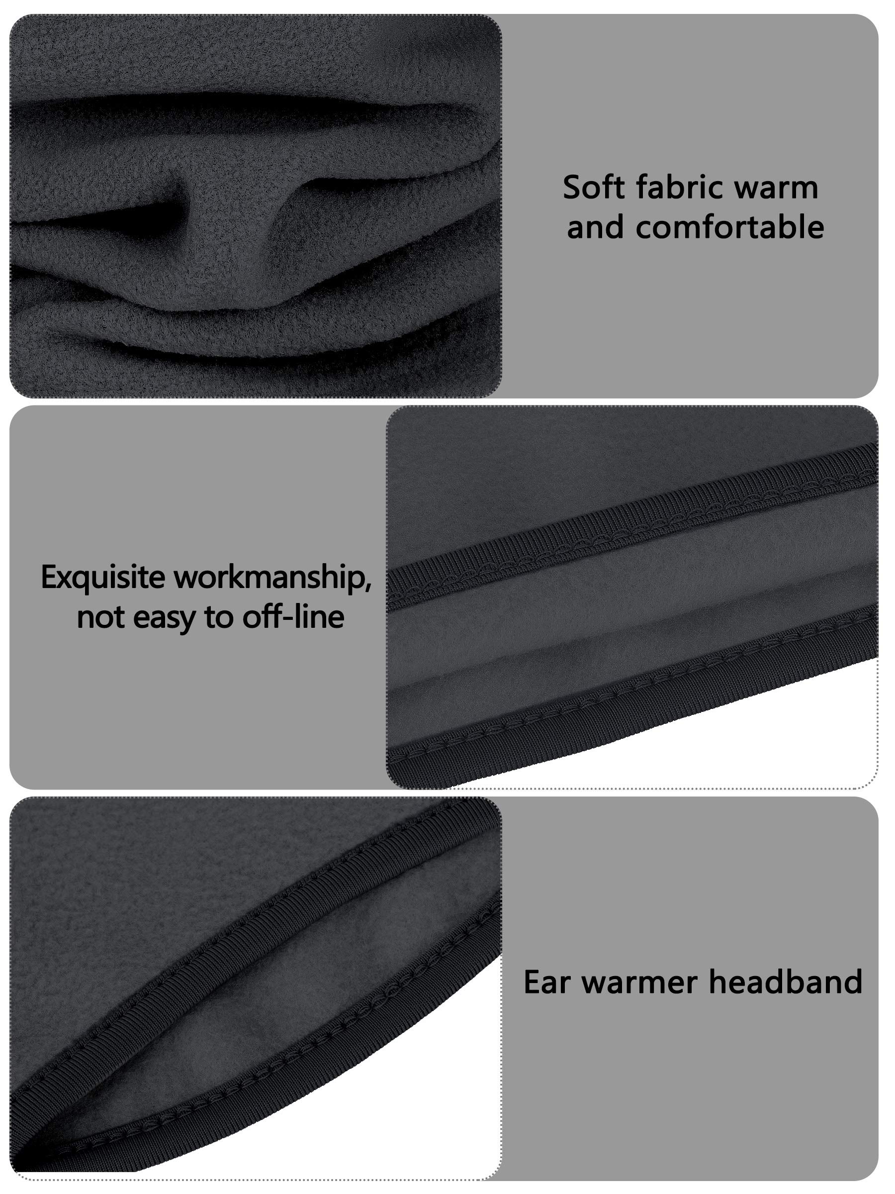 6 Pieces Fleece Ear Warmers Headband Winter Neck Gaiter (Red, Grey, Black)