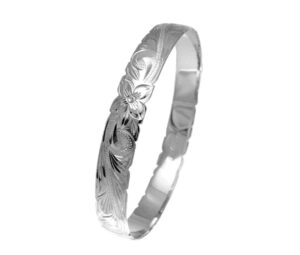 arthur's jewelry 925 sterling silver hawaiian scroll plumeria flower 10mm cut out edge bangle size 8