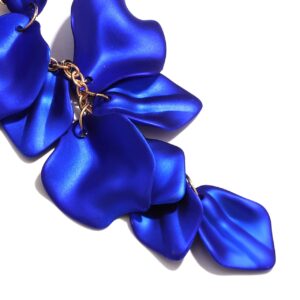 PHALIN Acrylic Flower Earrings Resin Rose Petal Dangel Earrings for Women (Royal Blue)