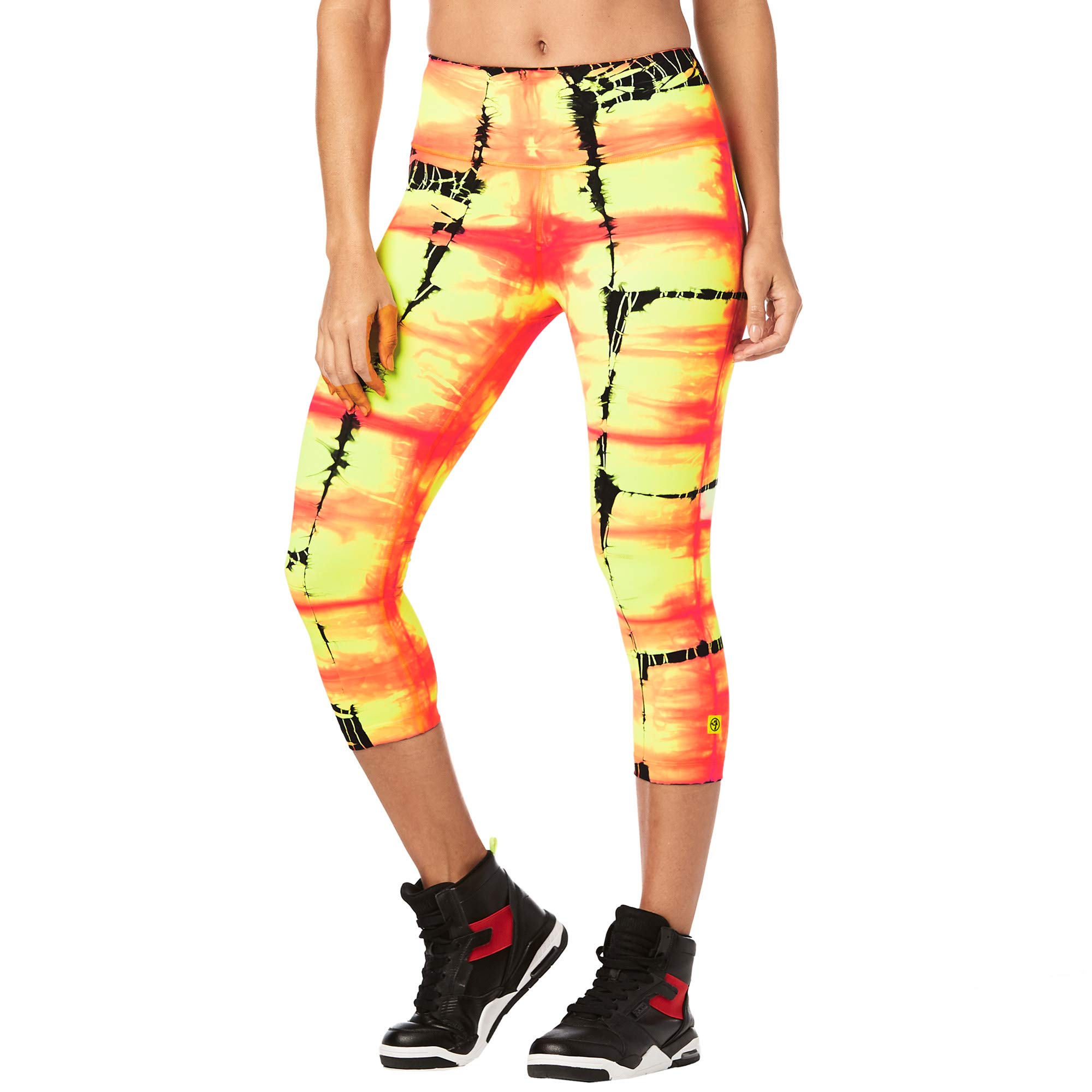 Zumba Fitness Dance Workout Active Compression Print Capri Leggings for Women